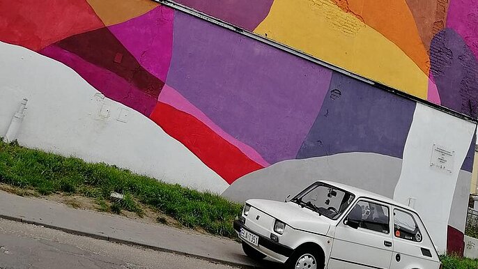 Fiat 126el i łódzkie murale -  fot. P. Miłek