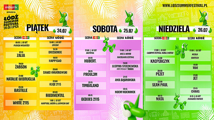  -  harmonogram Łódź Summer Festival 2026