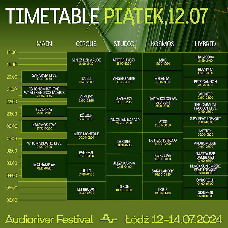  , Timetable