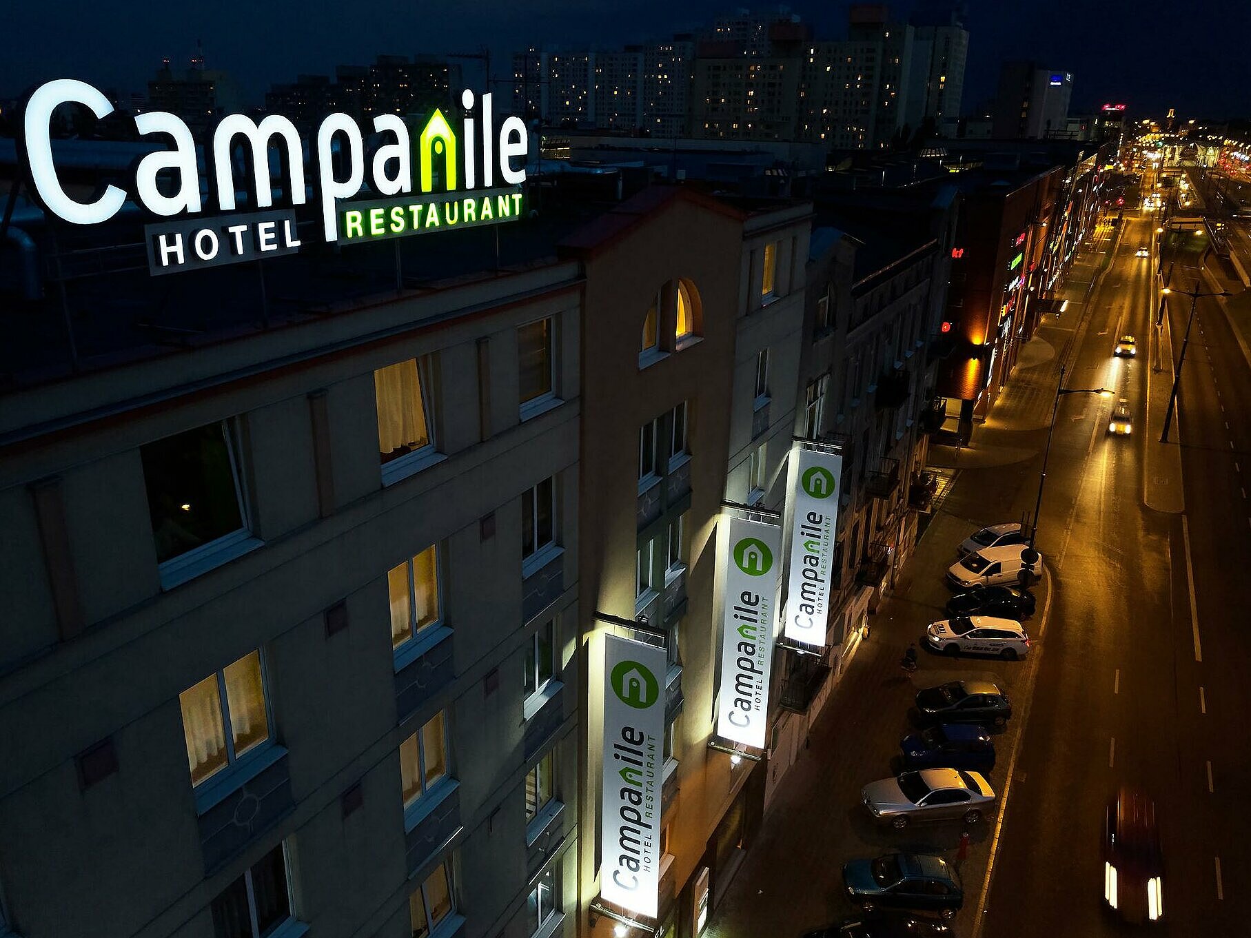Campanile Hotel by night  