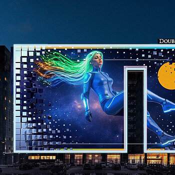 mapping na fasadzie DoubleTree by Hilton Łódź